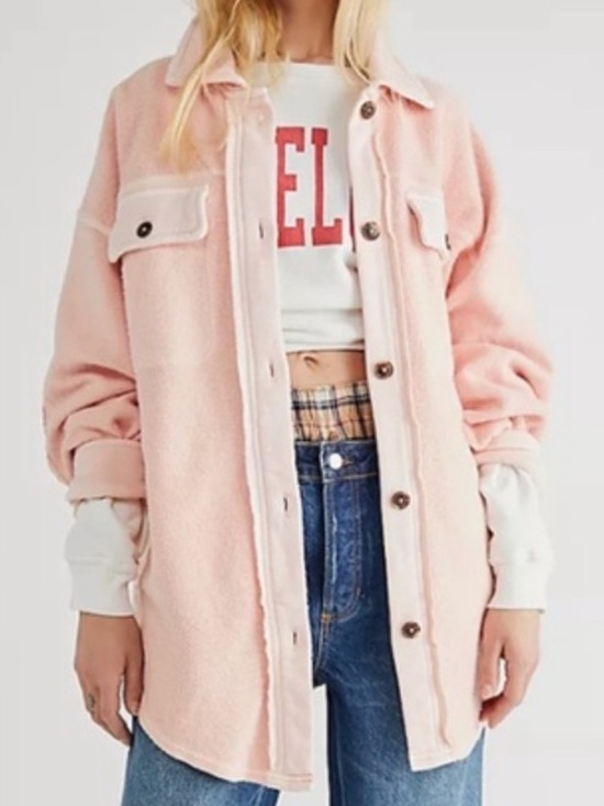 Free People Jackets & Blazers - Free People Peach Soft Ruby Shacket NWOT S